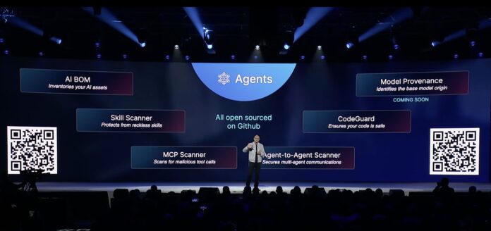 思科全球總裁兼首席產品總監Jeetu Patel在 2026年RSA大會上分享思科的創新成果。